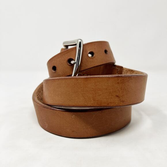 [Vintage] Jon Coloma Brown Tan Genuine Leather Belt Size Large L - Picture 4 of 5